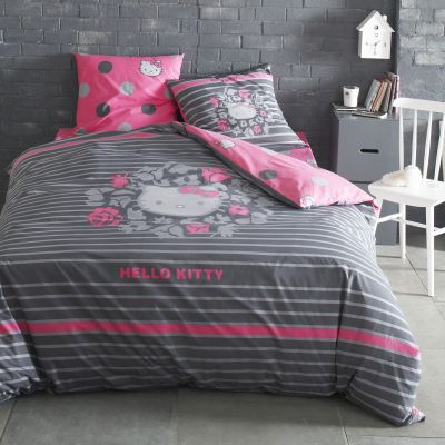 Cearceaf-husa din bumbac HELLO KITTY ROSA
